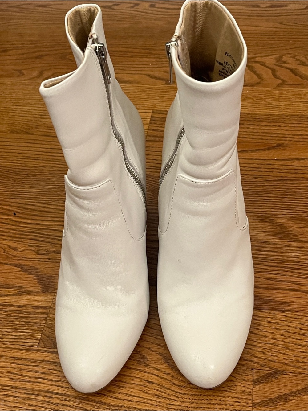 Steve Madden "Editor" white leather ankle boots US 8